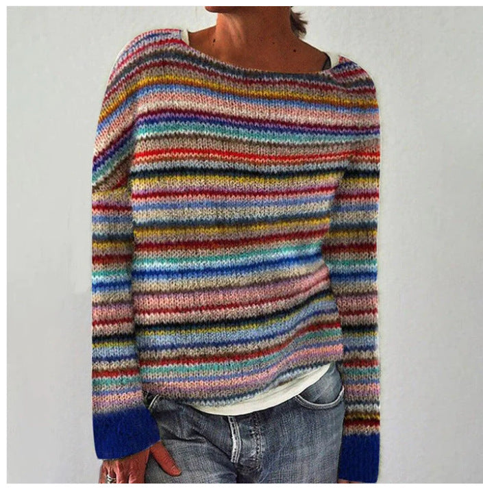 Pull femme doux et chaud pour l'automne-hiver. Chandail tricoté confortable, vêtement élégant mode féminine.