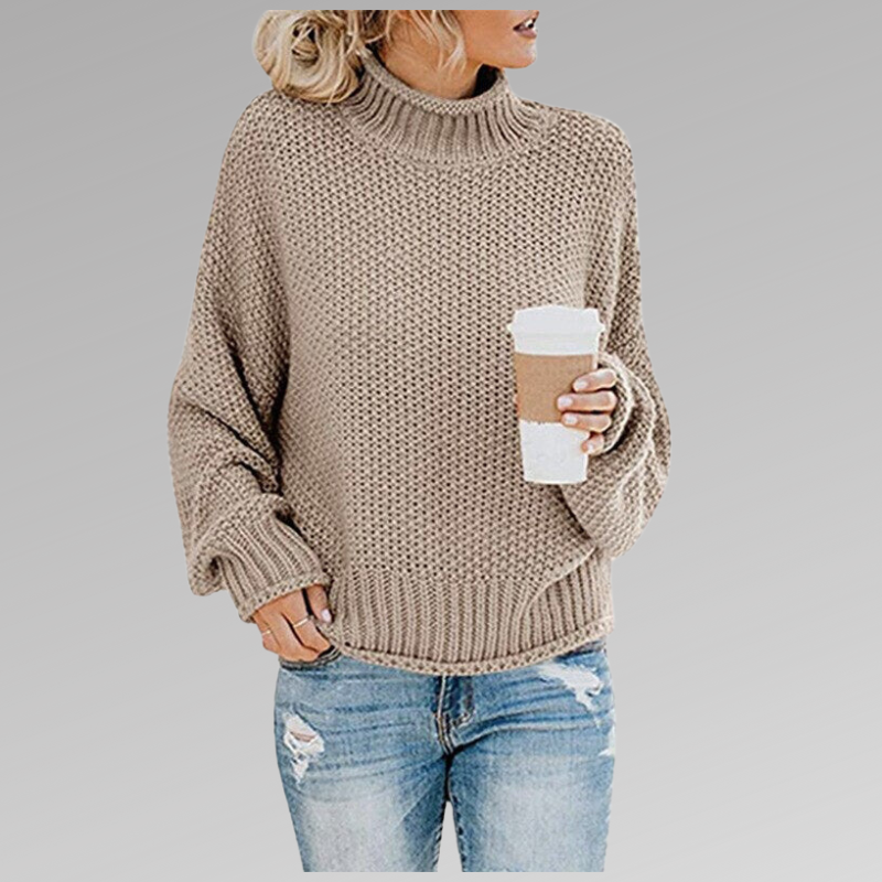 Pull maille chaud, style moderne.  Tricot doux et confortable pour femme.