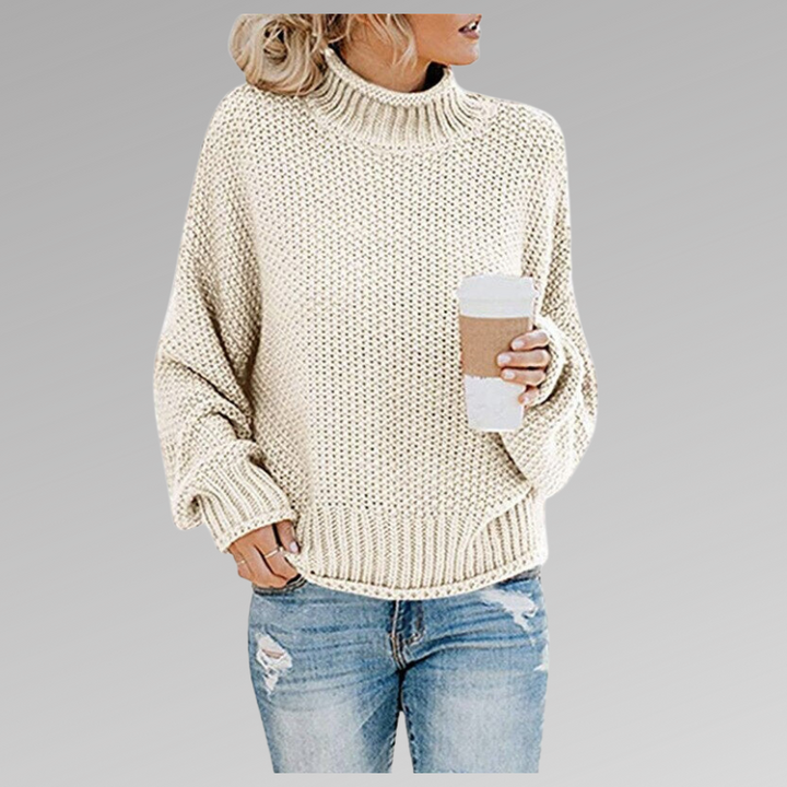 Pull maille chaud, style moderne.  Tricot doux et confortable pour femme.