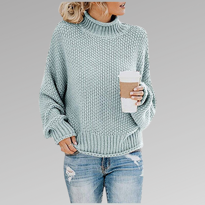 Pull maille chaud, style moderne.  Tricot doux et confortable pour femme.