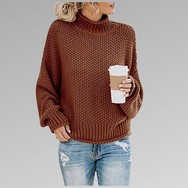 Pull maille chaud, style moderne.  Tricot doux et confortable pour femme.