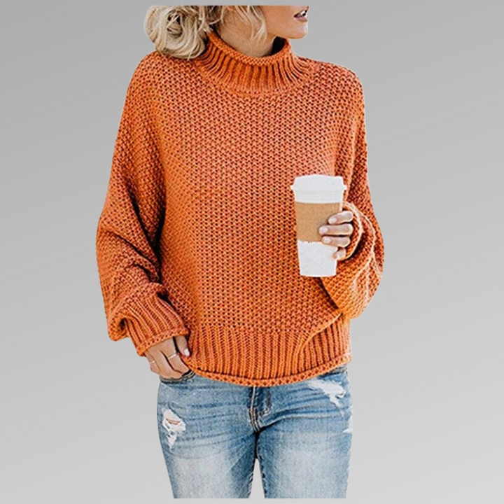 Pull maille chaud, style moderne.  Tricot doux et confortable pour femme.