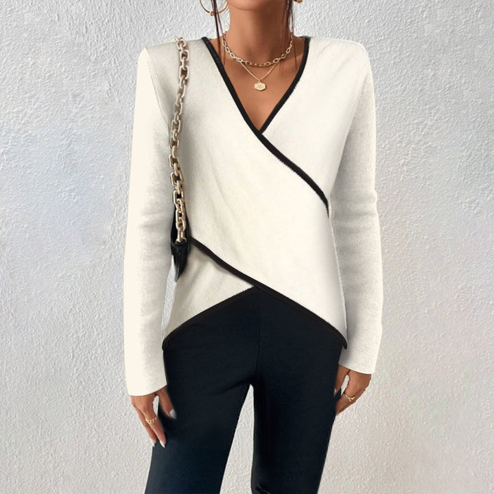 Pull Naya femme élégant, col en V, tricot doux et confortable. Vêtement intemporel pour un style chic.