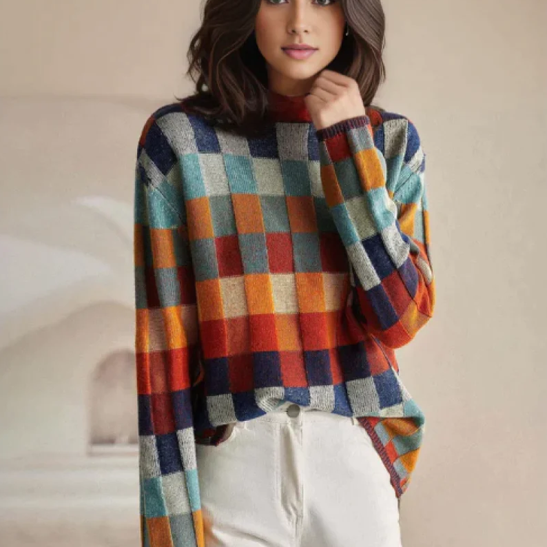 "Pull oversize en cachemire doux gris avec col roulé, idéal pour un style confortable et élégant."