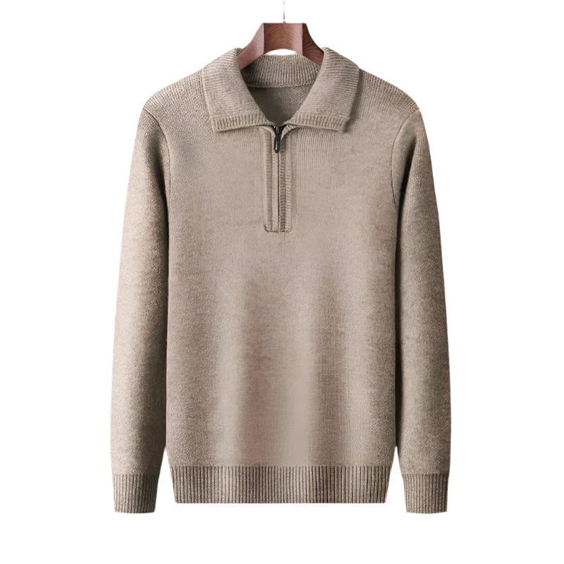 Pull tricoté homme ultra confortable et chaud, avec demi-zip et col montant, parfait pour l'hiver.