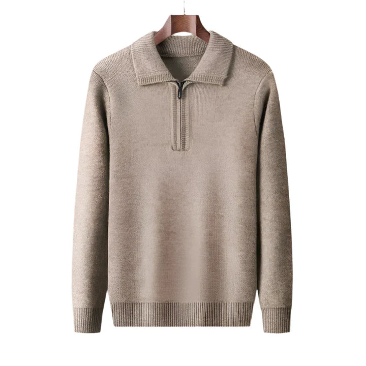 Pull tricoté homme ultra confortable et chaud, avec demi-zip et col montant, parfait pour l'hiver.