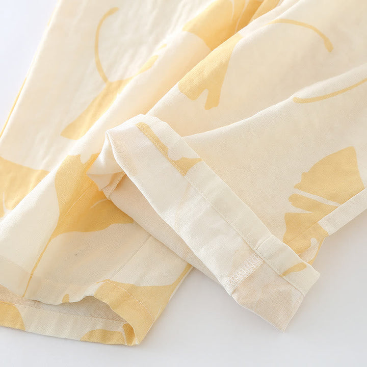 Pyjama femme 2 pièces ginkgo polyvalent. Vêtement de nuit ou loungewear confortable, stylé et léger.