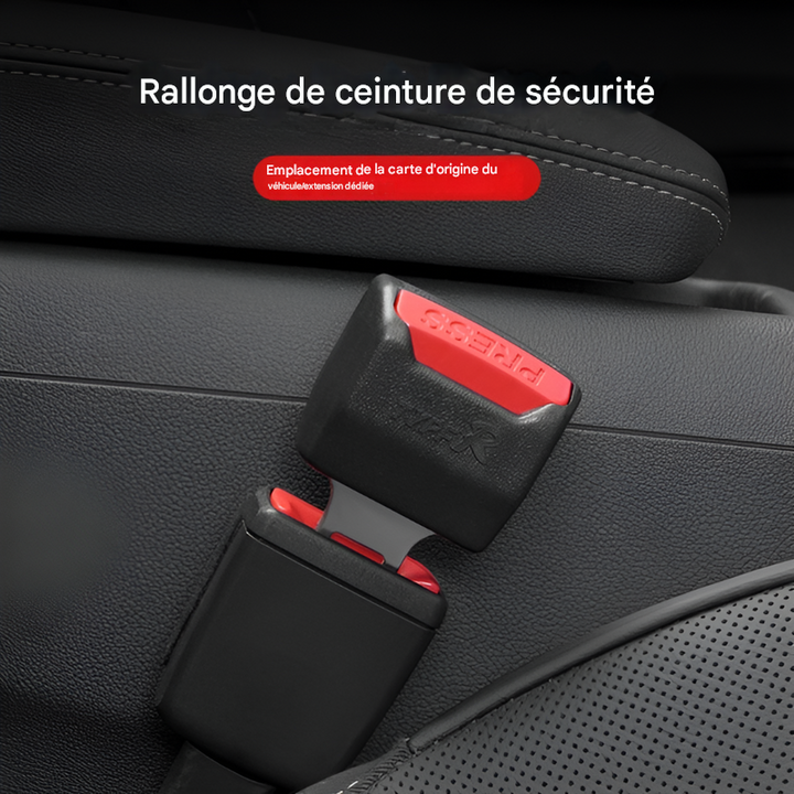 "Rallonges de ceinture de sécurité, lot de 2, offrant confort supplémentaire, vue détaillée avec matériaux plastique et métal