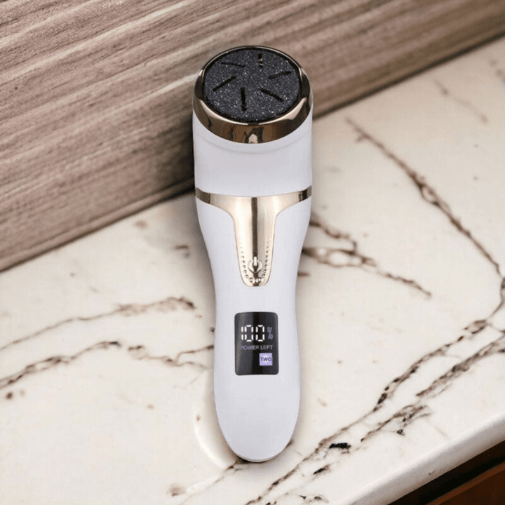 Râpe à pieds électrique blanche, rechargeable, douce pour la peau, élimine les callosités efficacement, soins pieds lisses.