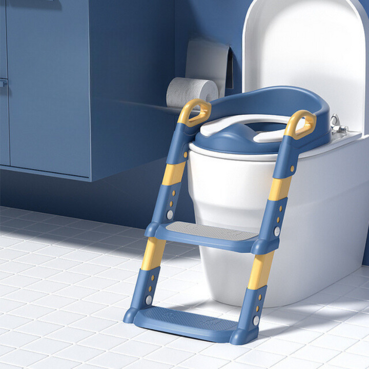 "Réducteur de toilette enfant pliable avec marches, ergonomique, rose et bleu, pour apprentissage propreté des tout-petits"