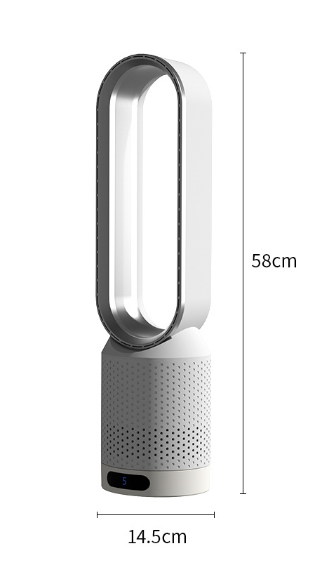 Refroidisseur d'air AirPure 3 en 1, blanc, design moderne, purifie et ionise, rafraîchit avec oscillation 90° et filtre HEPA.