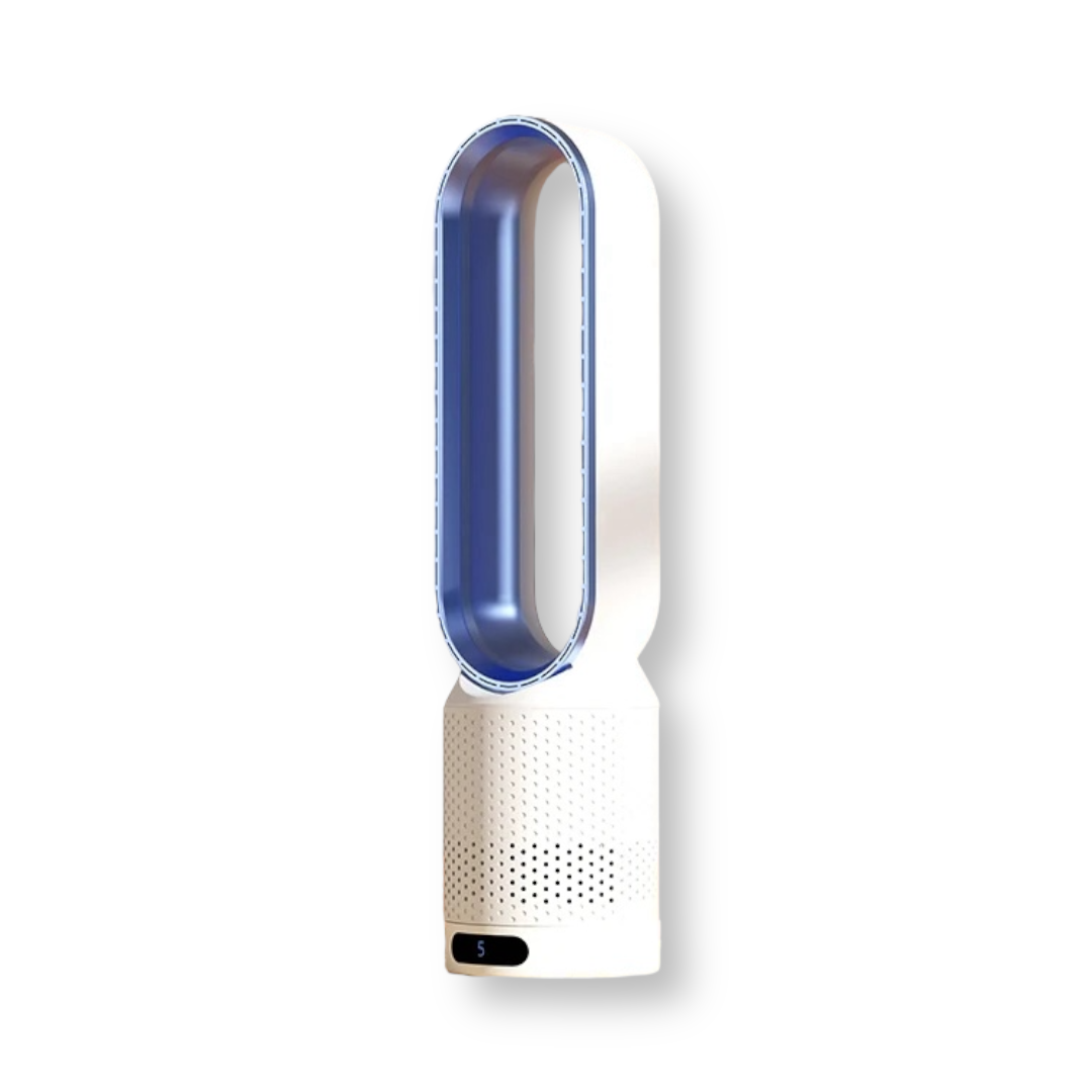 Refroidisseur d'air AirPure 3 en 1, blanc, design moderne, purifie et ionise, rafraîchit avec oscillation 90° et filtre HEPA.