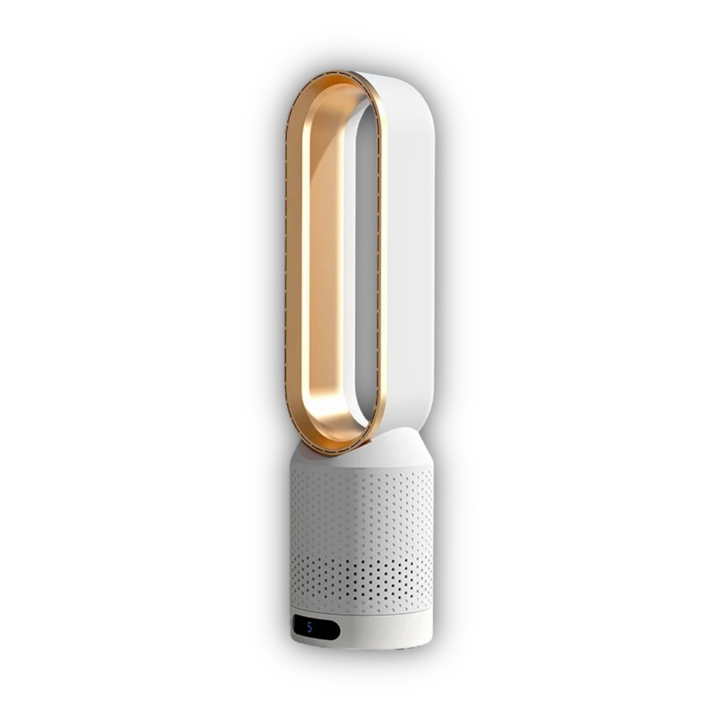 Refroidisseur d'air AirPure 3 en 1, blanc, design moderne, purifie et ionise, rafraîchit avec oscillation 90° et filtre HEPA.