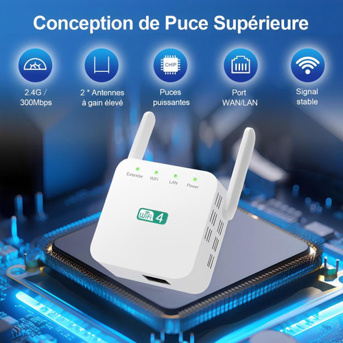Répéteur WiFi Longue Portée Puissant pour Maison