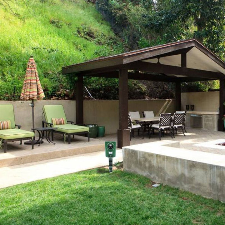 Répulsif chats ultrasons extérieur.  Protection jardin, discret et efficace.