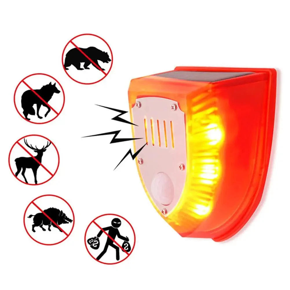 Répulsif solaire animaux: détecteur mouvement, lumière & son.  Sécurité extérieure, design discret.