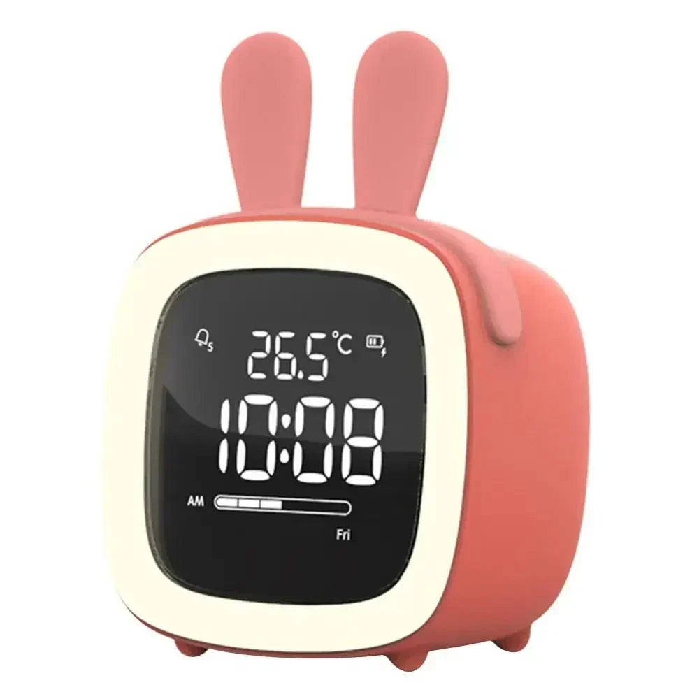 Réveil LED chat mignon, veilleuse numérique portable pour enfant. Idéal cadeau chambre.