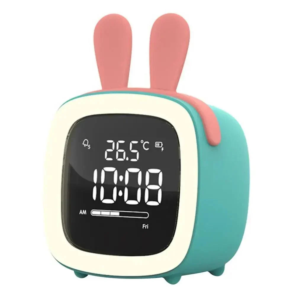 Réveil LED numérique portable, veilleuse lapin, cerf ou chat. Mignon pour chambre d'enfant.