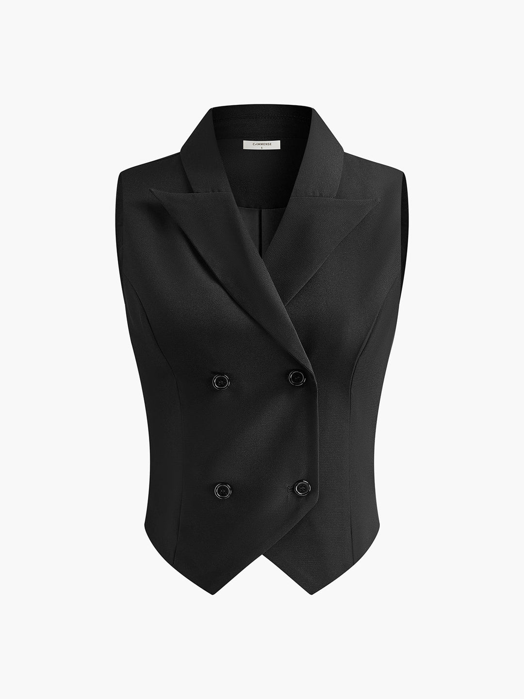 "Robe blazer sans manches, col à revers, jupe plissée, couleur unie, élégante et classique pour tenue chic et formelle."