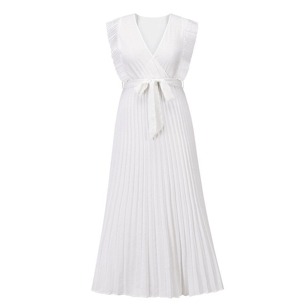 Robe bohème à volants, coupe fluide, volants sur épaules, style chic et élégant, parfaite pour occasions spéciales.