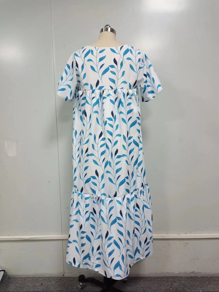 "Robe Boho d'été à col V, imprimé floral coloré, manches courtes, style fluide pour journées chaudes"