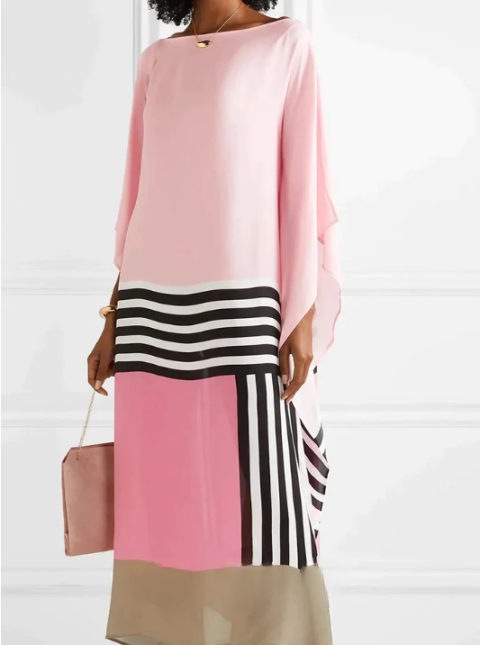 Robe caftan à rayures rose bonbon, élégante, coupe flatteuse, teinte douce, idéale occasions spéciales, sorties décontractées