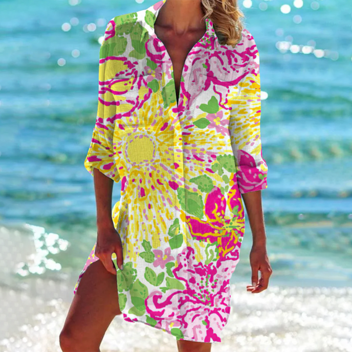 Robe chemise élégante, coupe flatteuse, confort absolu.  Parfait pour le bureau ou les sorties décontractées.