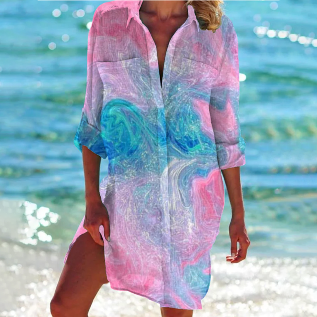 Robe chemise élégante, coupe flatteuse, confort absolu.  Parfait pour le bureau ou les sorties décontractées.