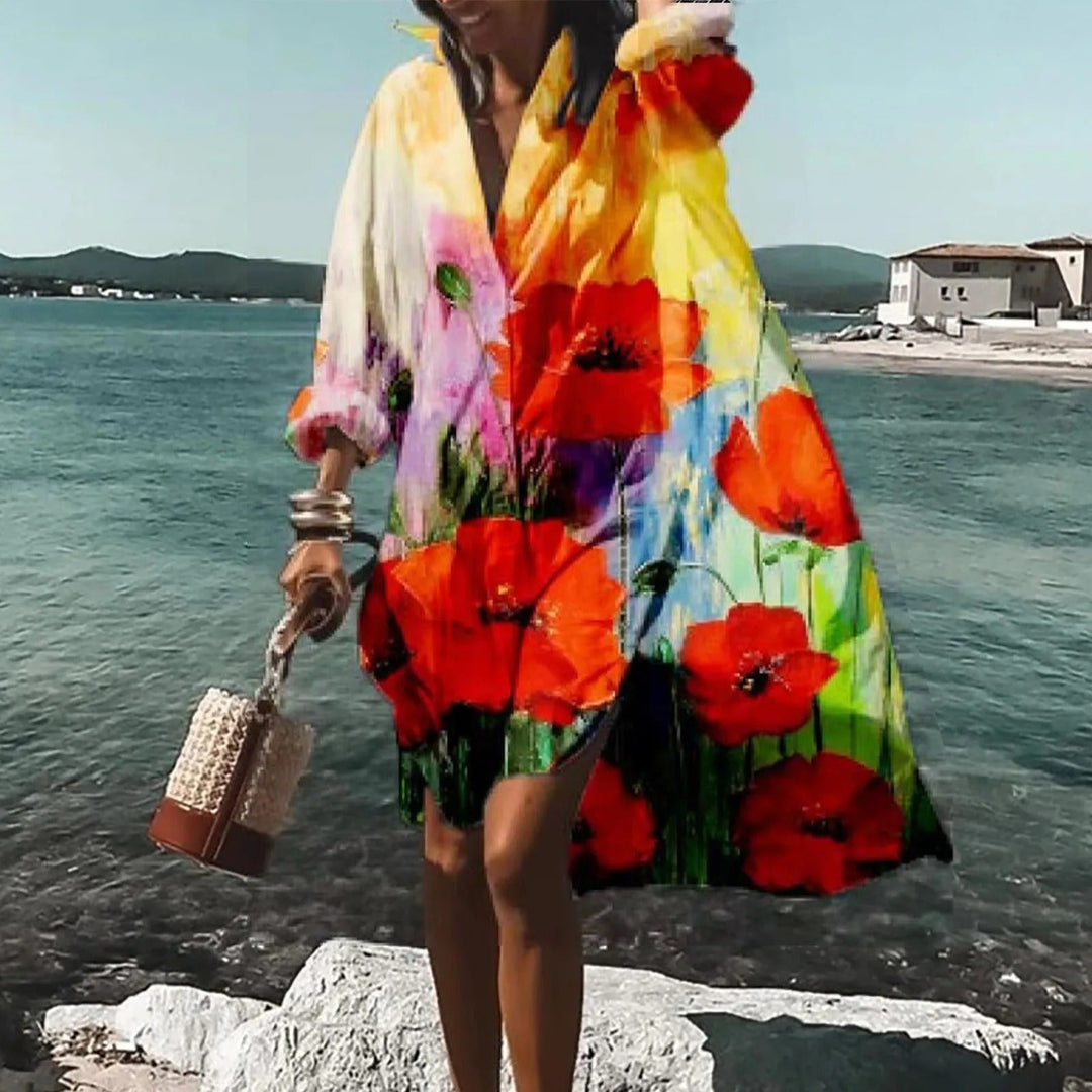 Robe chemise longue femme, respirante et décontractée, parfaite pour un été fluide et léger.