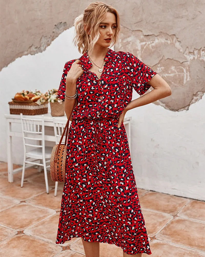 Robe chemise midi élégante et confortable. Coupe fluide, idéale pour toutes occasions.