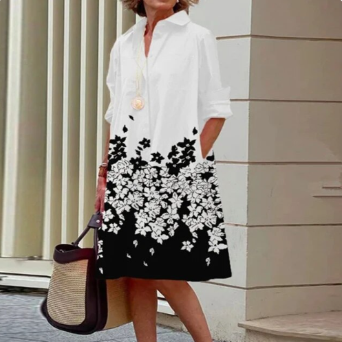 "Robe chemise unie pour femme, élégante et confortable, de couleur noire, taille S-2XL, adaptée à toutes occasions."