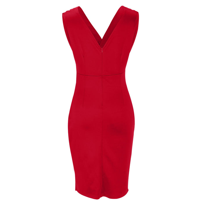 Robe cocktail femme midi, col V, qui sublime la silhouette, idéale pour les soirées.