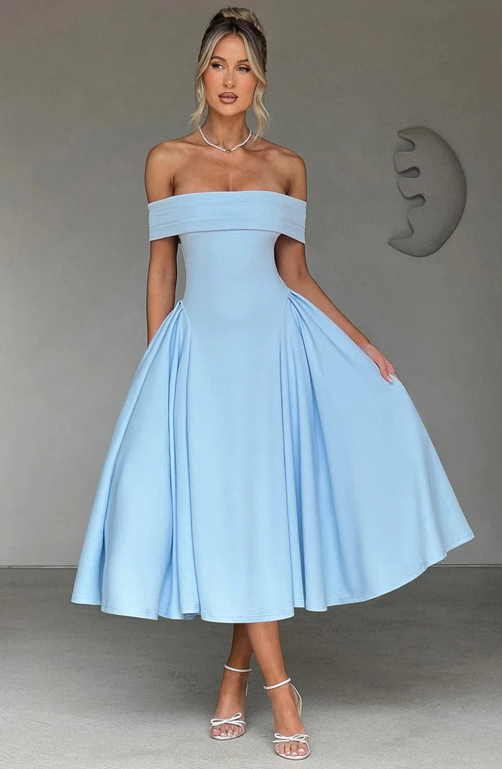 Robe cocktail midi femme, élégante et polyvalente pour les occasions spéciales.