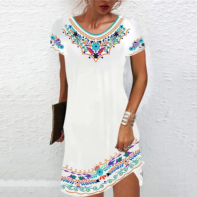 Robe femme estivale à coupe évasée, style intemporel et confortable, idéale pour la mode femme décontractée.