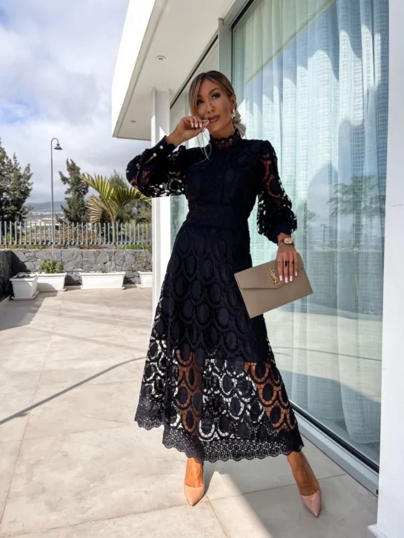Robe de soirée féminine à manches longues, habillée pour événements, mariages, cocktails.