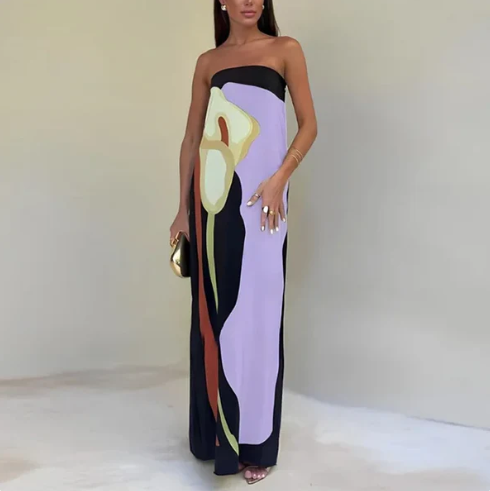 Robe de soirée femme habillée, polyvalente printemps/été, disponible en vert, orange, lila et bleu.