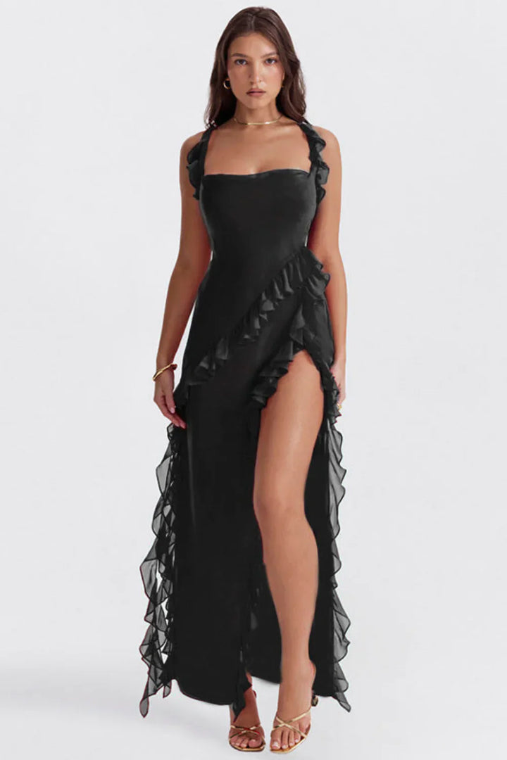 Robe de soirée bleu marine, élégante et chic pour femmes, idéale automne et cérémonies.