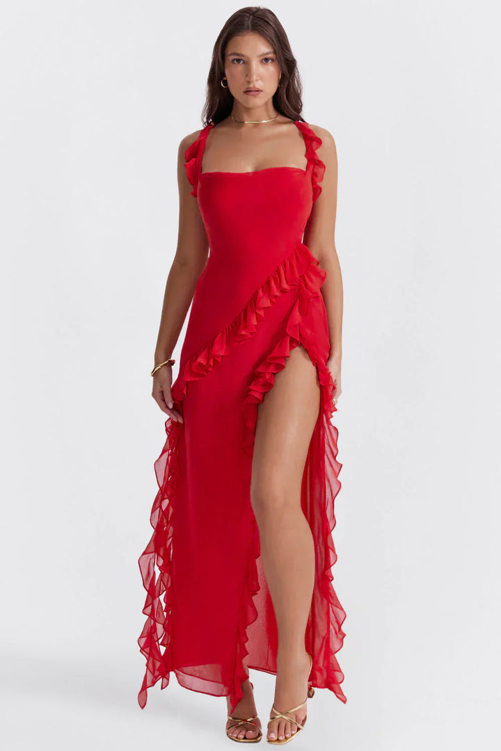 Robe de soirée élégante pour femmes, glamour automnal, disponible en plusieurs couleurs.