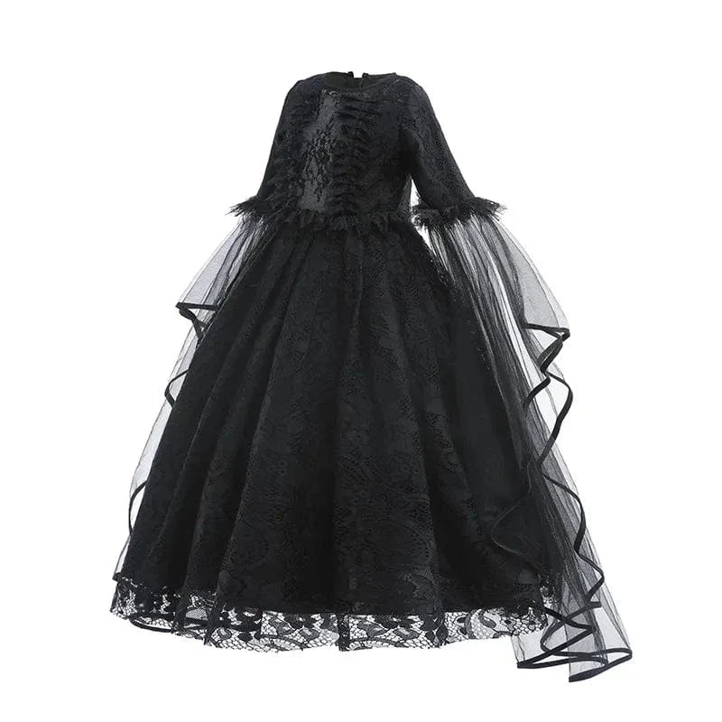 Robe de sorcière enfant, déguisement Halloween.  Longue, noire, élégante.  90-150cm.
