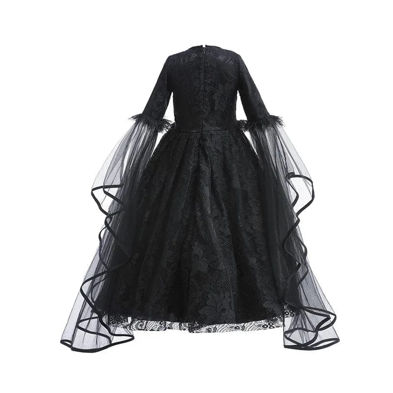 Robe de sorcière enfant, déguisement Halloween.  Longue, noire, élégante.  90-150cm.