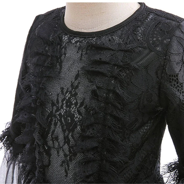 Robe de sorcière enfant, déguisement Halloween.  Longue, noire, élégante.  90-150cm.