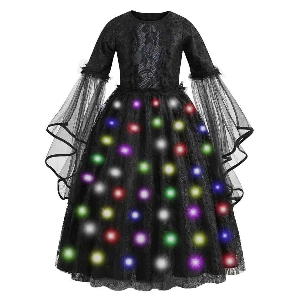 Robe de sorcière enfant, déguisement Halloween.  Longue, noire, élégante.  90-150cm.