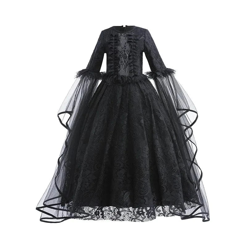 Robe de sorcière enfant, déguisement Halloween.  Longue, noire, élégante.  90-150cm.