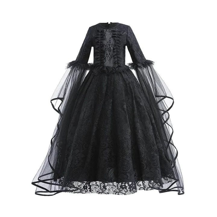 Robe de sorcière enfant, déguisement Halloween.  Longue, noire, élégante.  90-150cm.
