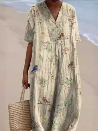 Robe d'été fluide, imprimé floral, coupe élégante et confortable.  Parfait pour l'été.