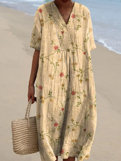 Robe d'été fluide, imprimé floral, coupe élégante et confortable.  Parfait pour l'été.