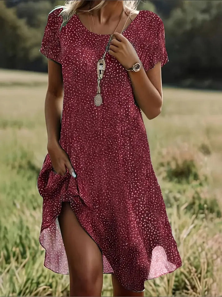 "Robe d'été Maëlle mini pour femme, légère, élégante et confortable, idéale pour journées ensoleillées, tissu estival"