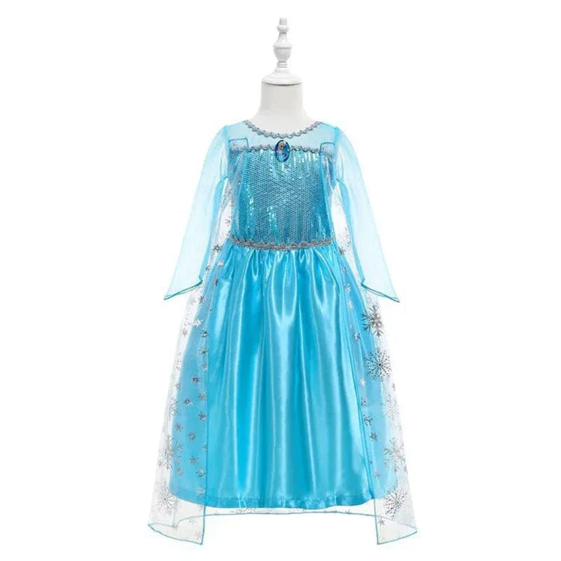 Robe Elsa enfant, déguisement Reine des Neiges bleu scintillant.  Parfait pour les fêtes!