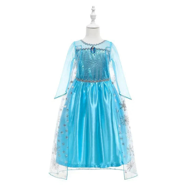 Robe Elsa enfant, déguisement Reine des Neiges bleu scintillant.  Parfait pour les fêtes!