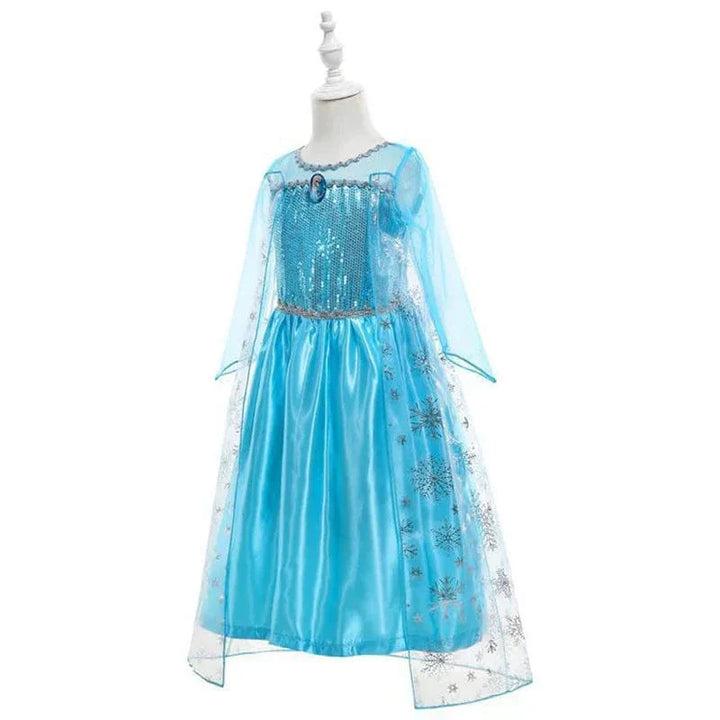 Robe Elsa enfant, déguisement Reine des Neiges bleu scintillant.  Parfait pour les fêtes!